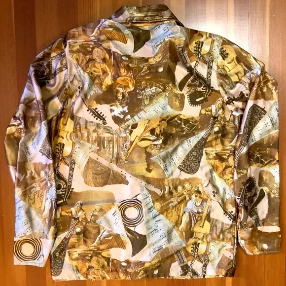 Sheeny '70s Disco shirt with Musicians in an Antique style. - Picture 1 of 4